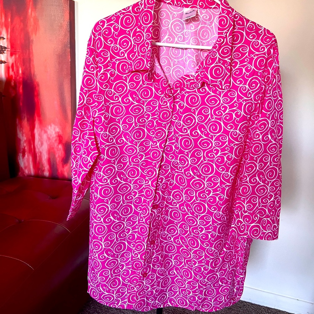Pink and white Women shirt.